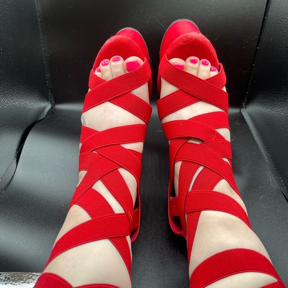 Pleaser Red Strappy Heels - Picture 7 of 7
